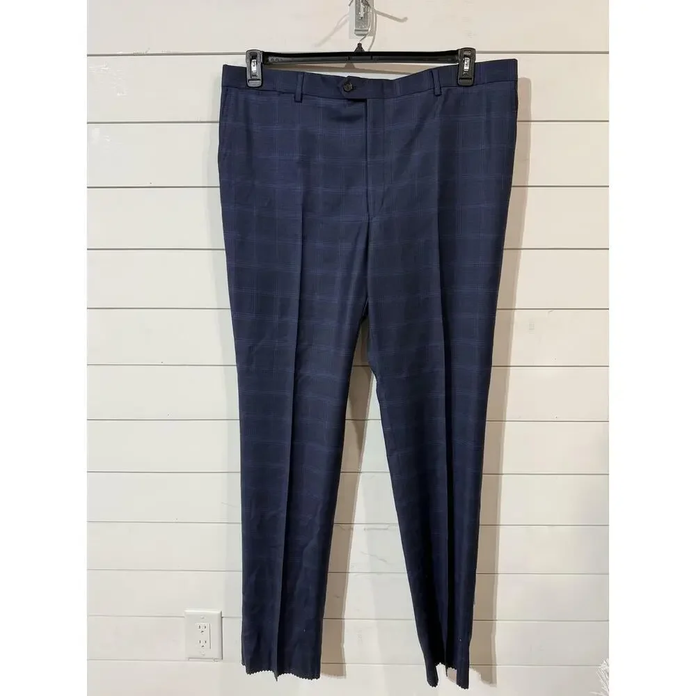Hart Schaffner Marx Worsted Wool Spandex Blend Men's Blue Suit 42R